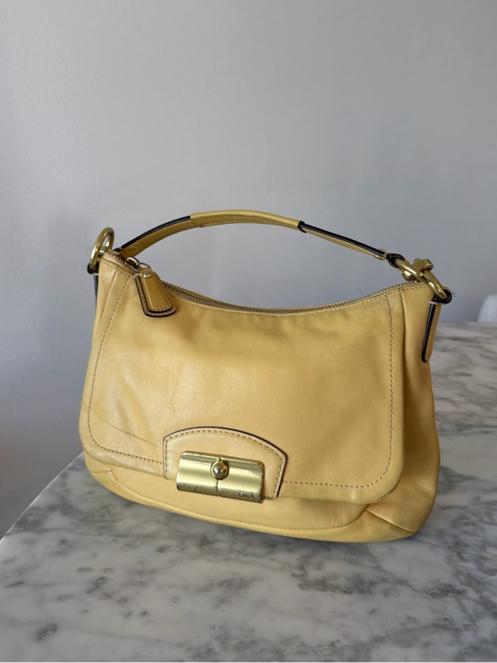 Vintage Coach Kristin Buttercup Yellow Leather bag- purse/ Vintage- Y2K